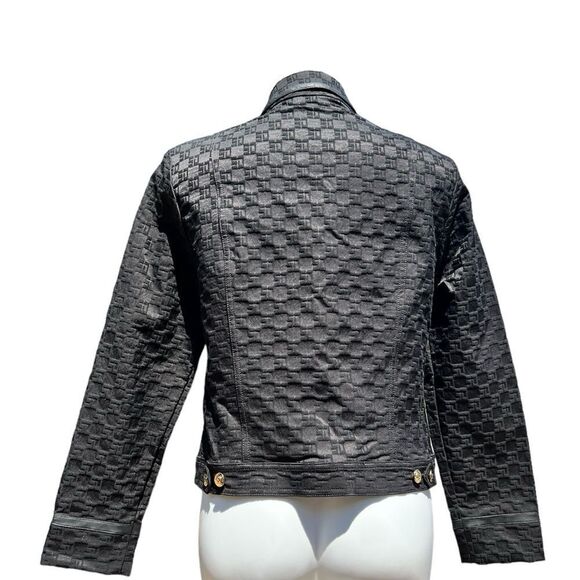 St John Sport Black Logo Trucker Style Jacket Gold Tone Buttons New Size Small - Picture 4 of 11